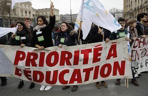 Students are blocking campuses to protest plans to allow selection in state universities. (Photo | AP)