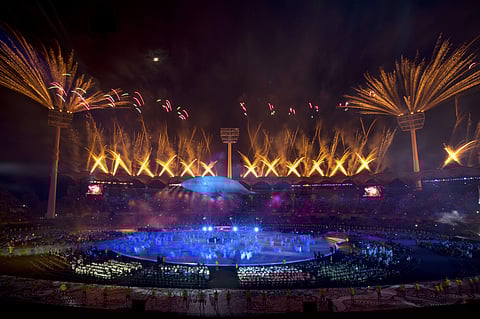 Fireworks explode at Carrara Stadium for the opening ceremony for the 2018 Commonwealth Games on the Gold Coast, Australia. (Photo | AP)