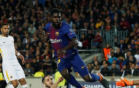 Barcelona's Samuel Umtiti in a match between FC Barcelona and Roma at the Camp Nou stadium, Barcelona | AP