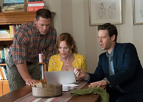 The aggressively protective friends -- Leslie Mann ('The Other Woman,' 'This Is 40'), Ike Barinholtz ('Neighbors,' 'Suicide Squad') and John Cena ('Trainwreck,' 'Sisters') -- launch a covert operation to stop the teens from sealing a deal in 'Blockers'. |