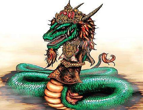 Getting ready to slay Takshaka, the snake