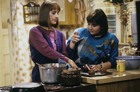 In this image released by ABC, Laurie Metcalf, left, and Roseanne Barr appear in an episode of the comedy series 'Roseanne,' that originally aired on Oct. 31, 1989 | AP