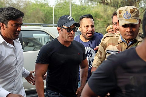 Bollywood actor Salman Khan arrives at Jodhpur airport after he was granted bail in the 1998 Black Buck poaching case. | PTI