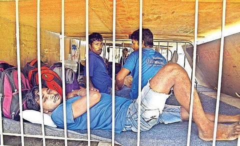 Workers in their makeshift shelters near Chennai on Saturday | Martin Louis