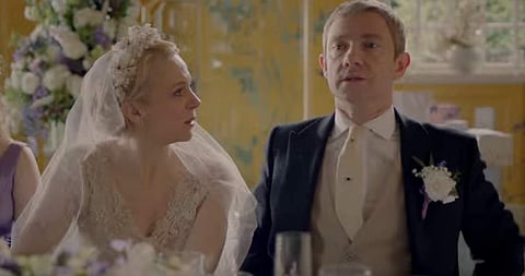 Amanda Abbington and Martin Freeman in a still from Sherlock. (Photo: YouTube)
