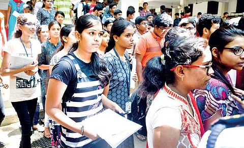 Students coming out of an exam centre after writing IIT-JEE (Main) | Pushkar V