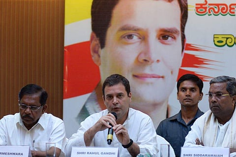 Congress President Rahul Gandhi addresses a press conference in Bengaluru on the last day of campaigning ahead of Karnataka Elections. | Pushkar V