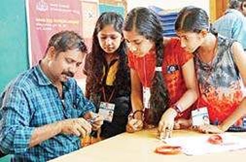 Children taking part in the Summer School 2018, the summer camp conducted by the Kerala State Central Library