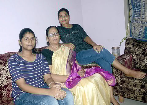 Annapurna Dash with her adopted daughters | Express photo