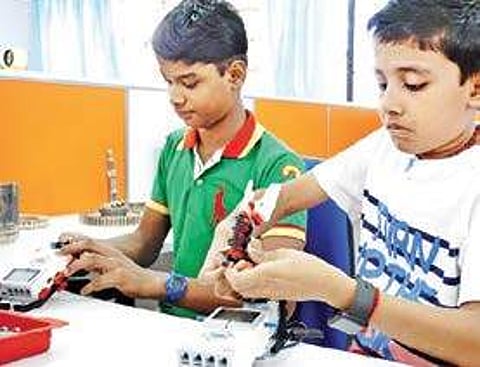 Students at the innovation hub