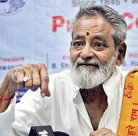 Harinath Goud addressing the gathering in the city on Thursday | manikanta