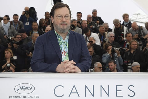 Director Lars von Trier poses for photographers during a photo call for the film 'The House That Jack Built' at the 71st international film festival, Cannes, southern France, Monday, May 14, 2018. (AP Photo)