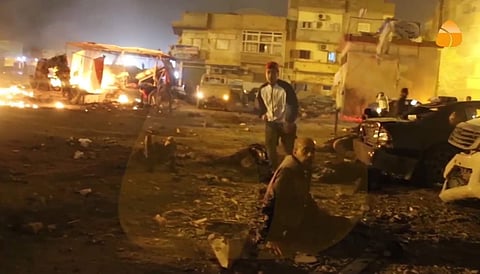 This grab taken from Al-Hadath Channel video on Tuesday Jan. 23, 2018, shows debris at the site of an explosion in Benghazi, Libya | AOP