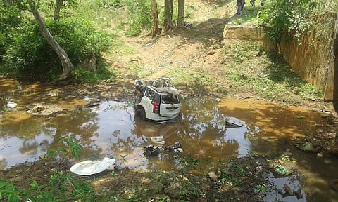 Parts of the vehicle that got split into two. (Photo | EPS)