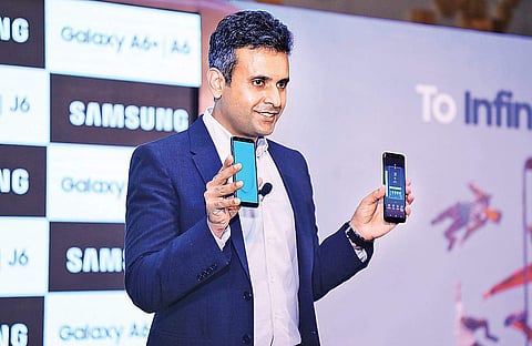Samsung India Director Sumit Walia at the phone launch in Hyderabad. | Express Photo Services