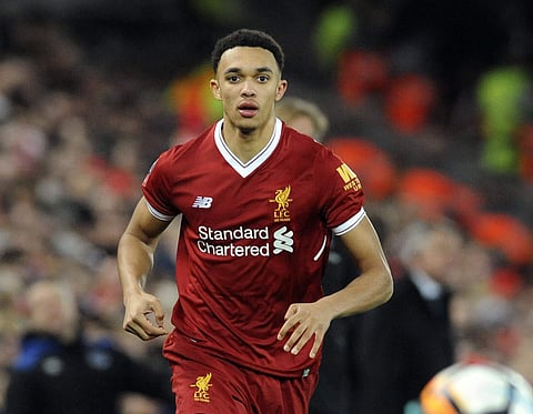 In this Friday, Jan. 5, 2018 file photo, Liverpool's Trent Alexander-Arnold during the English FA Cup Third Round soccer match between Liverpool and Everton at Anfield in Liverpool, England. | AP