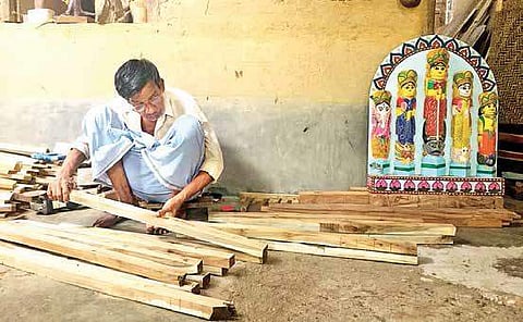 Pranab Bhaskar at his workshop;