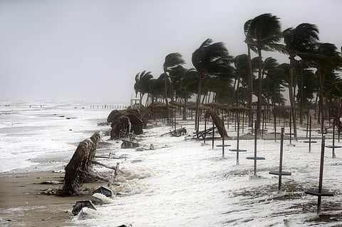 Debris and sea foam litters a beach after Cyclone Mekunu in Salalah, Oman, Saturday, May 26, 2018. (Photo | AP)
