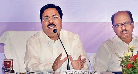 Nalco CMD Tapan Kumar Chand at a Press meet on Sunday | Biswanath Swain