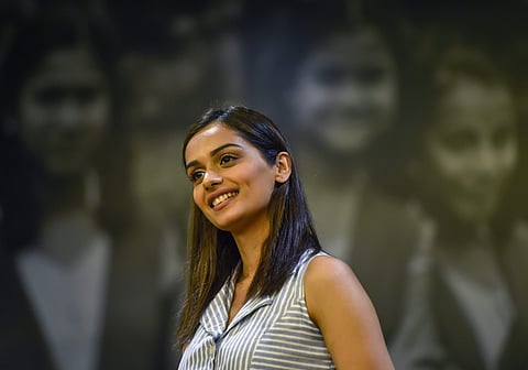 Miss World 2017 Manushi Chhillar at an event on World Menstrual Hygiene Day on May 28. (PTI Photo)