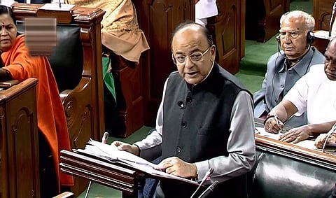 Union Finance Minister Arun Jaitley presents the Union Budget at Parliament in New Delhi. (PTI)