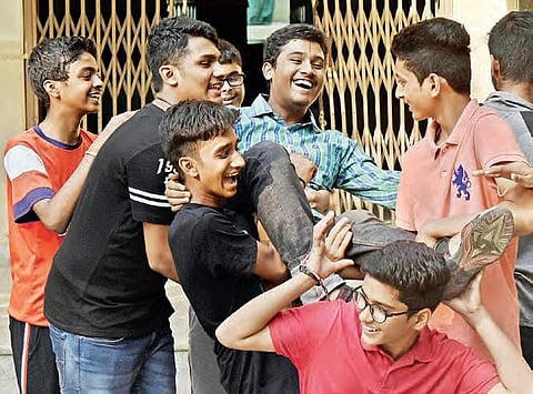 Students in Hyderabad in a jubilant mood after results of CBSE Class 10 were announced on Tuesday | VINAY MADAPU