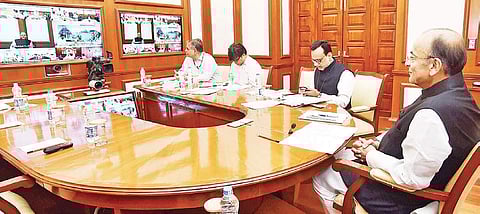 Finance Minister Arun Jaitley chairs the 27th GST Council meeting through videoconferencing in New Delhi on Friday | PTI