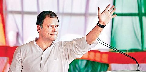 Congress president Rahul Gandhi waves during an election rally | PTI