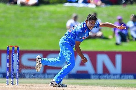 Shivam Mavi bowls during the U19 semi-final cricket World Cup match against Pakistan (File | AFP)