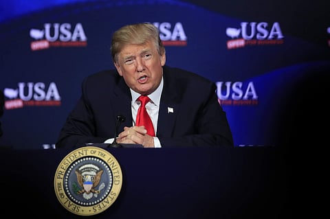 President Donald Trump speaks about tax reform at the Cleveland Public Auditorium and Conference Center in Cleveland, Ohio, Saturday, May 5, 2018. | AP