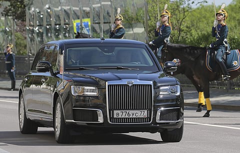 One of Russia’s new Presidential limousine is driven during the inauguration ceremony of Vladimir Putin | AP