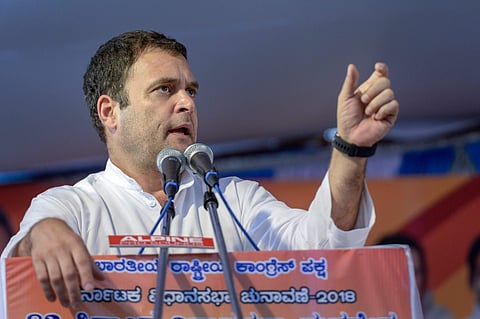 Congress president Rahul Gandhi waves during an election rally in Karnataka | PTI