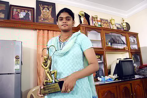 International Archer V Jyothi Surekha at her residence in Vijayawada. (EPS)