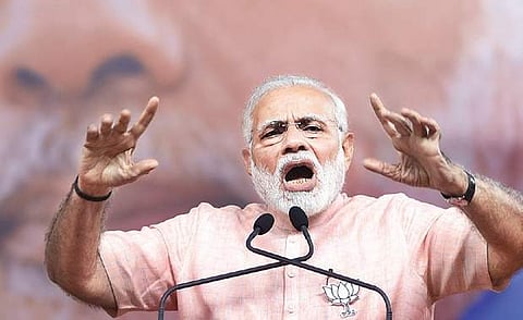 Prime Minister Narendra Modi addressing a public rally in Bengaluru on Tuesday | Vinodkumar T