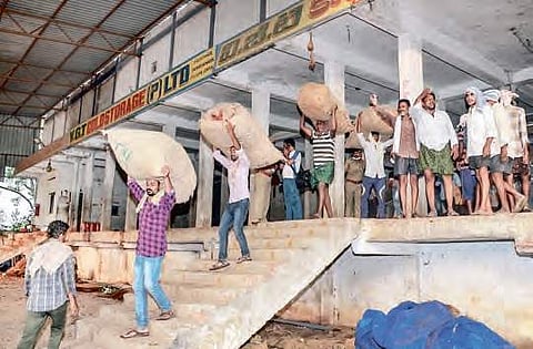 Exact loss in fire accident is yet to be ascertained; electrical short circuit suspected to be the reason for the mishap at VGT Cold Storage in Nallapadu | Express