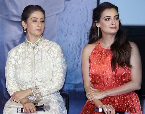 Manisha Koirala and Dia Mirza at the trailer launch of 'Sanju'. (PTI Photo)