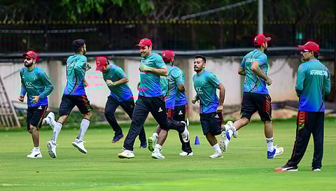 Afghanistan players during a practice session ahead of their maiden cricket test match against India in Bengaluru on Sunday June 10 2018. | PTI