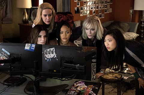 'Ocean's 8,' starring Sandra Bullock, Cate Blanchett and Anne Hathaway, drew a largely female audience — 69 per cent — for a result that slightly surpassed expectations. (AP)
