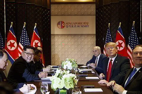 President Donald Trump meets with North Korean leader Kim Jong Un on Sentosa Island, Tuesday, June 12, 2018, in Singapore. (Photo: AP)