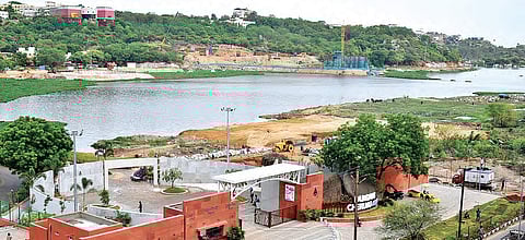 1 and 3 Rejuvenation works in progress at Durgam Cheruvu