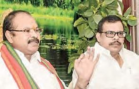 Kanna Lakshminarayana (Left) speaks to media | File photo
