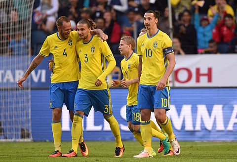 Sweden's Andreas Granqvist, Erik Johansson and Zlatan Ibrahimovic, left to right (File | AP)