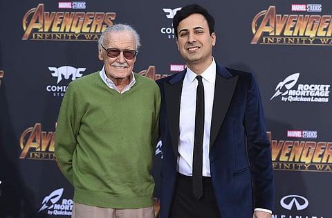 Stan Lee, left, and Keya Morgan arrive at the world premiere of 'Avengers: Infinity War' on Monday, April 23, 2018, in Los Angeles. | AP
