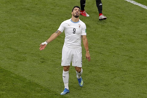 Uruguay's Luis Suarez reacts after failing to score during the group A match against Egypt | AP