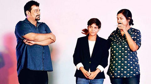 Meena Marutharasi with directors Pushkar-Gayathri