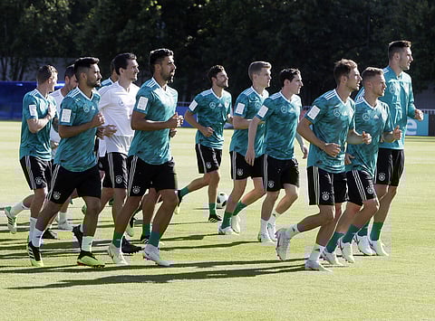 Defending champions Germany during a training session n Vatutinki near Moscow | AP
