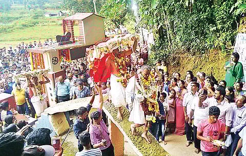 Rituals being conducted during a Devara Kadu festival