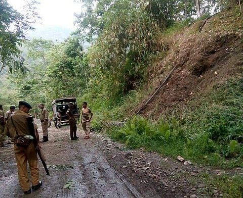 Security personnel at the site of the ambush | EPS