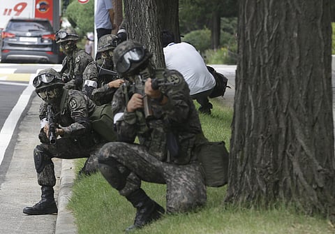 File photo of South Korean army soldiers conduct an anti-terror drill as part of Ulchi Freedom Guardian exercise. | AP