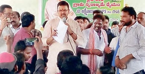 Retired Joint Director of CBI VV Lakshmi Narayana at Tundurru village | Express